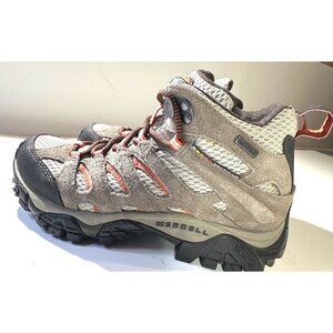 Merrell Womens Moab 2 Vent Hiking Boot Sz 5 Suede & Mesh Upper Vibram Sole Taupe